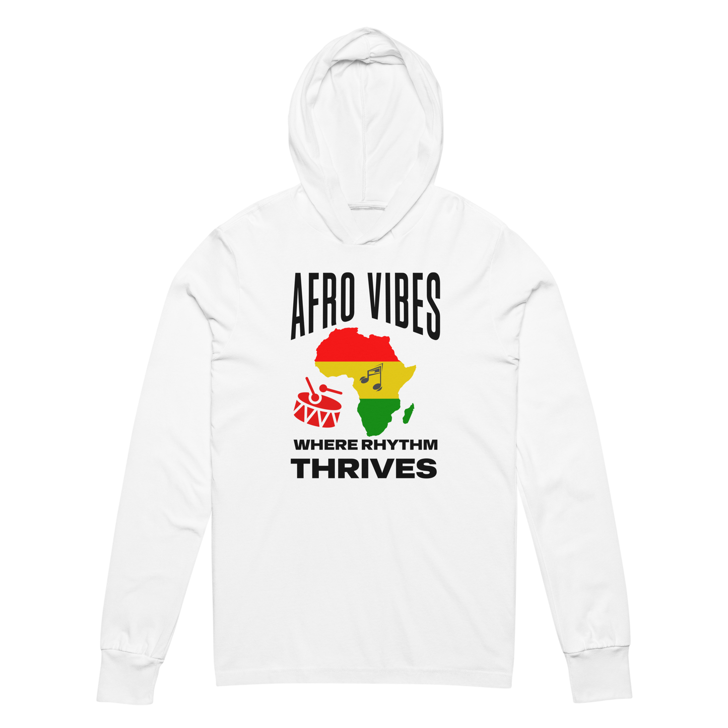 Afro Vibes Unisex White Long-Sleeve Hooded Tee